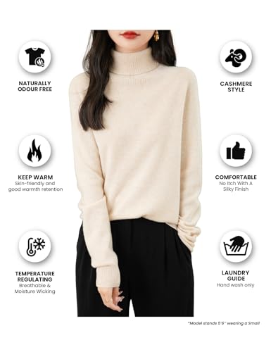 Women's Turtleneck 100% Merino Wool 2025 First-Line Ready to Wear Fall Winter Seamless Knit Pullover Sweater3