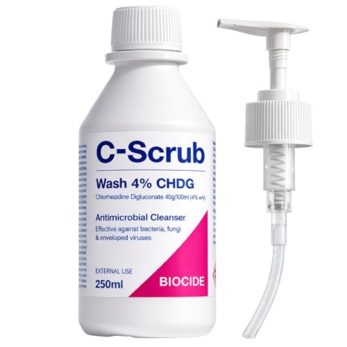 C-Scrub Wash Chlorhexidine 4% w/v | 250ml | Anti-Microbial Hand Skin Cleanser | Pump Dispenser | Antibacterial Wash