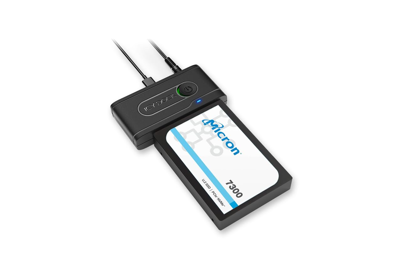 Icy Dock Adattatore SSD NVMe USB - 1x 2.5 U.2 NVMe SSD a USB 3.2 Gen2 10Gbps Adattatore convertitore compatibile con Thunderbolt 4 Black con cavo incluso - EZ-Adapter Ex MB931U-1VB R1