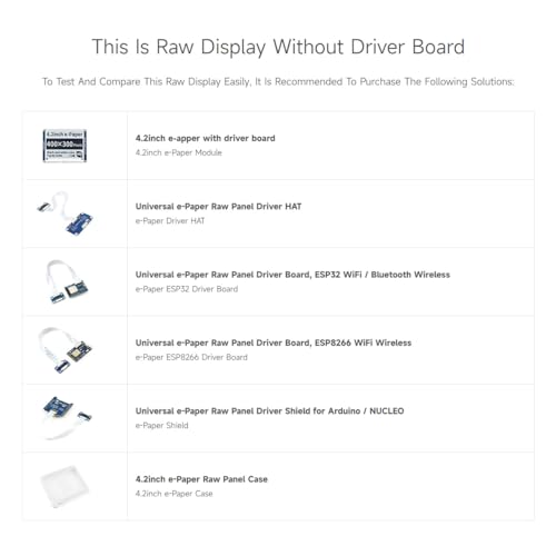 Image of waveshare 4.2inch E-Ink Raw Display Compatible with Raspberry Pi 4B /3B+ /3B /2B /B+ /A+ /Zero /Zero W /WH /Zero 2W Series Boards 400x300 Resolution with SPI Interface Without PCB