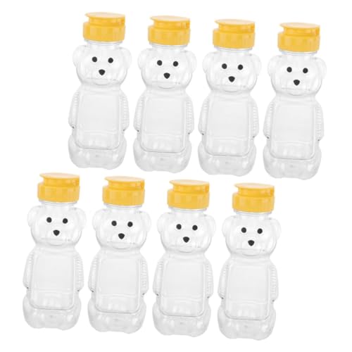 OSOLADY 8個 詰め替え可能クマ型飲料ボトル 軽量密閉蓋付き漏れ防止ジュース ミルク用再利用容器コンパクトで持ち運び便利