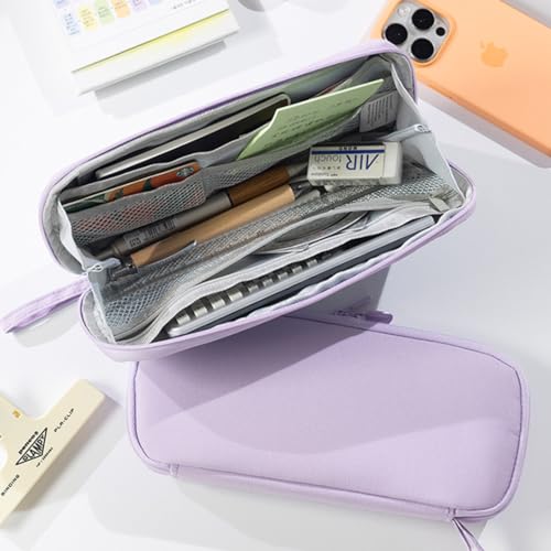 Image of Rolin Roly Multi-function Pencil Case Pencil Box Large Capacity Pen Case Holder for Women Pen Bag Organizer with Zipper (purple)