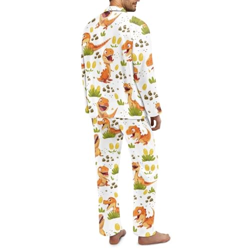 Men Pajama Set Fall Lounge Set Button Down Long Sleeve Sleepwear4