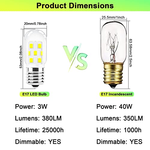 Led Microwave Light Bulb Over Stove Appliance 8206232A 40W Incandescent Equivalent, E17 Led Bulb Dimmable For Refrigerator, Range Hood, 3W 380Lm Daylight White 6000K, T7 Intermediate Base, Pack Of 2 #TOP1