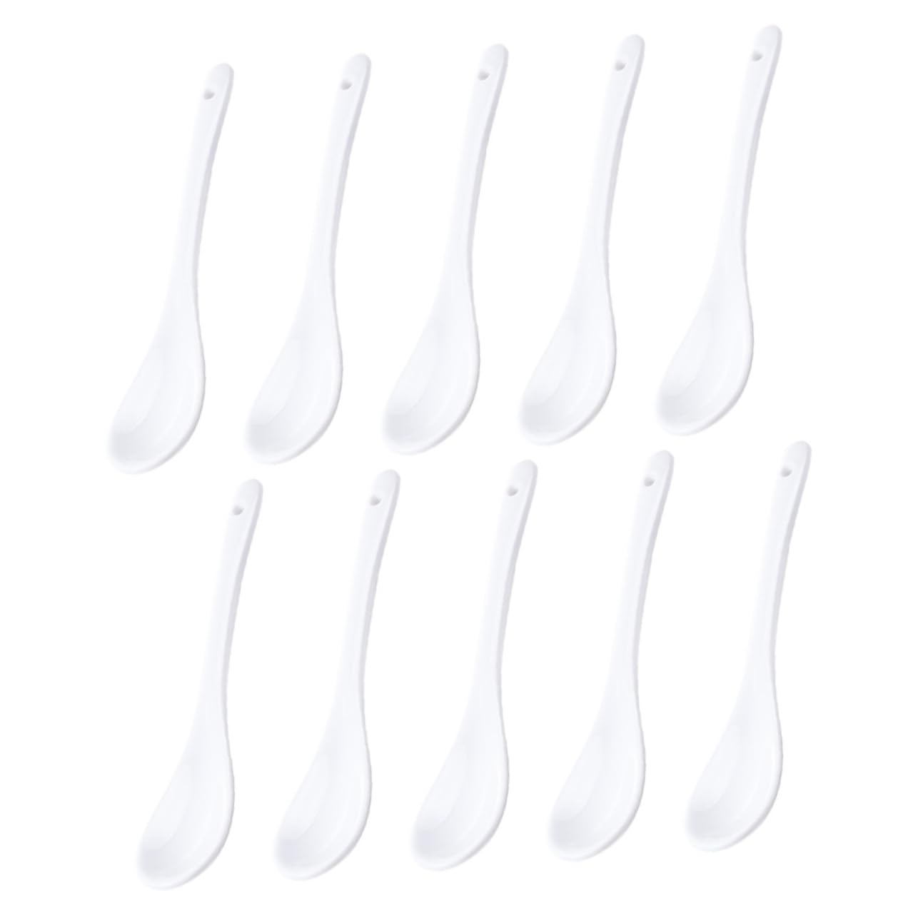 NAMOARLY 10 Pcs Small Ceramic Spoon Mixing Spoons Portable Spoons Soup Spoons Yogurt Strainer Coffee Scoop White Japanese Spoon Dish Porridge Spoons Wear-resistant Stirring Spoons Ceramics