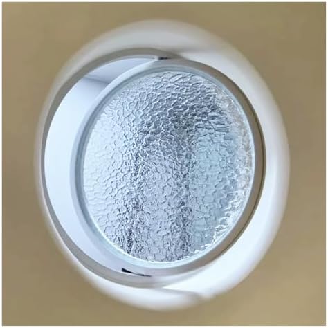 Round Flush Mount Shed Window - Rotatable Ventilated Insulated Tempered Glass with Lockable Handles - Customizable Metal Replacement Window for Home Decor (White-B, Dia 75cm / 29.5in)