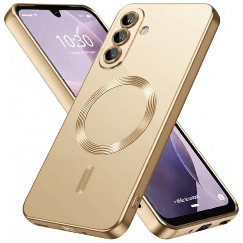 Image of DIZORO Samsung A37 Case, Compatible with Mag Safe Back Cover, Matte Luxury Metallic Luster Flexible TPU Wireless Charging Shockproof Case with Camera Protector (Metallic Silver)