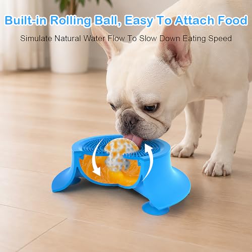 Slow Feeder Dog Bowl Lick Mat with Rolling Ball for Dog & Cat, Silicone - Image 3