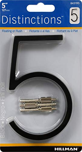 Distinctions 843195 Black Floating Mount 5-Inch House Number 5 #TOP2