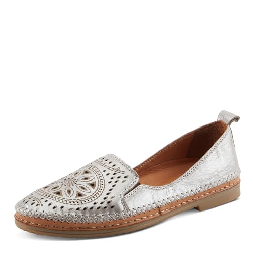 Image of Spring Step Women's Ingrid Loafers - Premium Leather Slip-On with Laser Cutout Design, Elastic Goring and Lightweight Flat Sole for Comfortable Stylish Wear