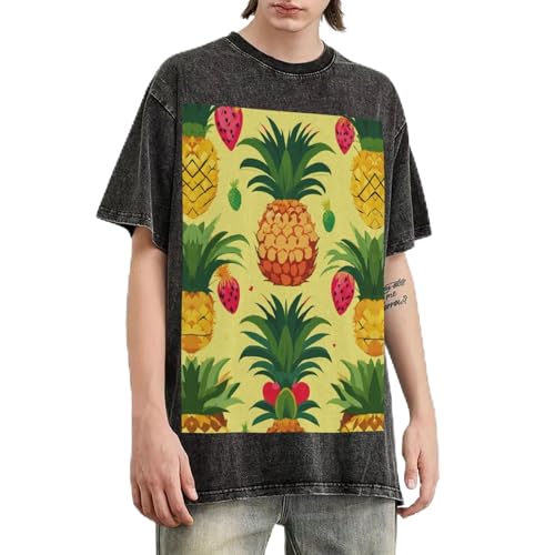 T-shirt imprimé ananas vintage pour les journées d'été décontractées en coupe ample