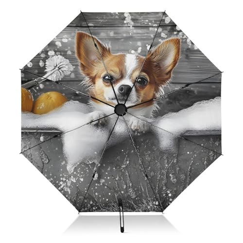 Parapluie anti UV compact robuste motif Chihuahua pour ne plus subir les intempéries