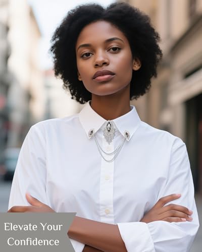 PEARLY JUN Collar Chain Pins And Button Cover Cuff Links Set Sliver Rhinestone Shirt Ties Clips for Women Men Brooch2