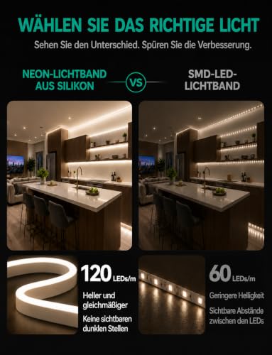 Image of Neon Rope Lights, Dimmable LED Strip Light, Cool White, 32.8ft