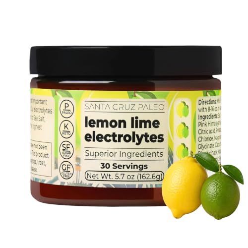 Image of Santa Cruz Paleo Electrolyte Powder, Lemon Lime Flavor, Sugar Free Hydration Drink Mix with Himalayan Pink Salt, Sea Salt, Magnesium Glycinate, Potassium Chloride, Sweetened with Stevia, 30 Servings