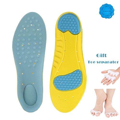 Gel Comfort Insoles for Men and Women Shoe Insole Replacement Insoles Comfort and Energy Work Anti-Fatigue (Size L: Men 8-12 or Women 10-14)