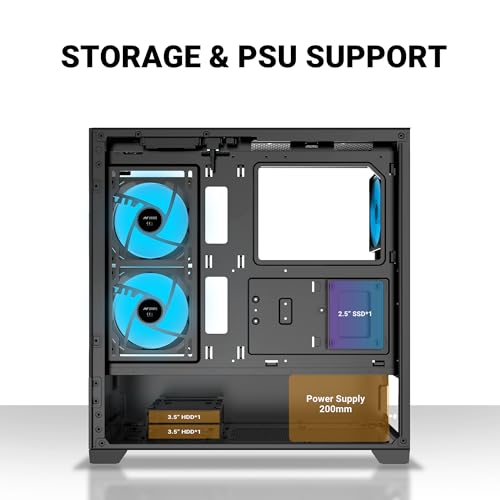 Image of Ant Esports Crystal Z3 Mid-Tower Computer Case /Gaming Cabinet - Black | Support ATX, M-ATX, ITX | Pre-Installed 3 ARGB Fans