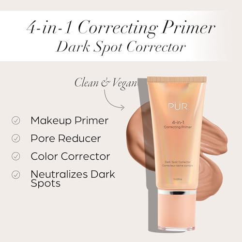 AmazonUs/8AV4U PÜR MINERALS 4-in-1 Correcting Primer, Dark Spot Corrector - Primer for Face Before Makeup - Face Makeup for Women - Hydrating Make Up for Dark Circles, Age Spots, & Freckles - 1 Fl Oz