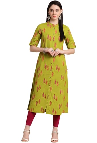 Image of Pistaa's Women's Cotton Relaxed Fit Straight Printed Kurta