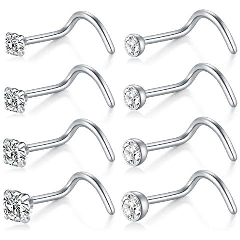 Crdifu 8pcs Stainless Steel Nose Screw Studs Cover