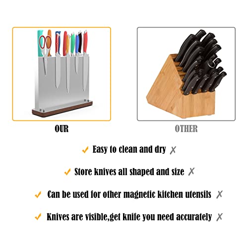 Magnetic Knife Block Holder Stainless Steel Knife Block Without Knives Powerful Double Side Kitchen Knife Holder #TOP6