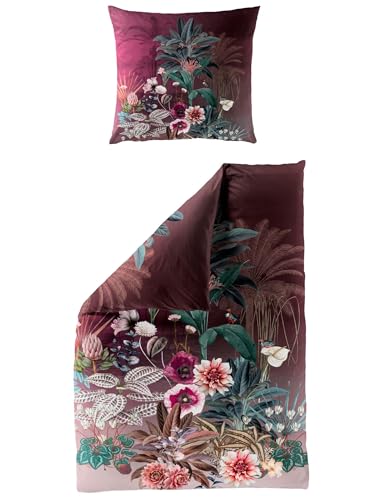 JACK by Bierbaum Mako Satin Bettwäsche 135x200cm 2 TLG. Tropische Flora...