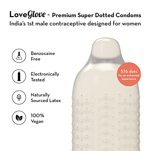 Image of Plush LoveGlove Premium Extra Super Dotted Condoms(10 N) & pHlic 100% Water Based Lubricant | Vegan, Electronically tested & pH Balanced | Non-flavoured & Compatible with toys | Naturally Sourced Latex