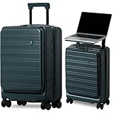 [C.jutro] 【机になるスーツケース】_STAGE スーツケース キャリーケース 機内持ち込み キャリーバッグ フロントオープン テーブル式 拡張 盗難防止 38L グリーン