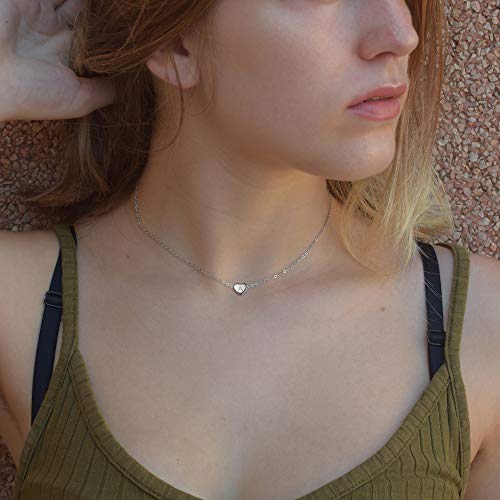 BriLove Personalized 925 Sterling Silver Dainty Small Tiny Initial Heart Pendant Choker Necklace Gift for Women Mothers Day/Valentines Day/Birthday/Christmas/Anniversary3