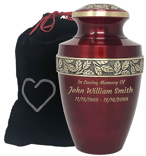 Custom Engraved Revere Crimson Red Cremation Urn - Adult Cremation Urn - Momentful Life