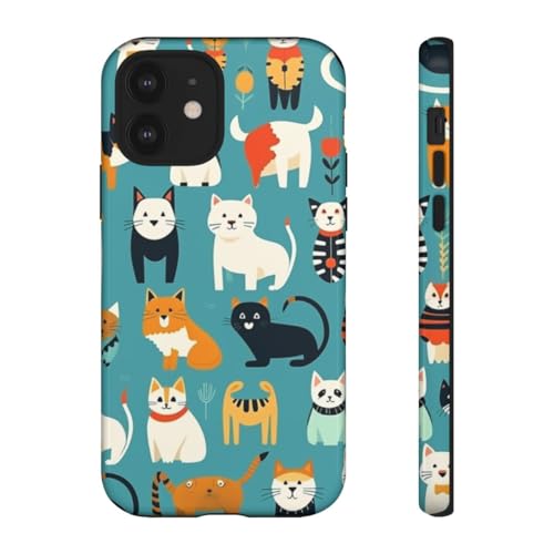 Coque iPhone 12 chat coloré rigide brillante pour illuminer vos photos et votre quotidien