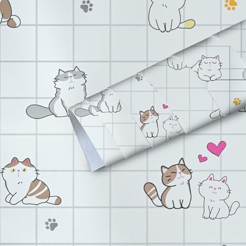 Image of SARVATRAY Self-Adhesive Wallpaper, Kitchen Oil Proof Heat Resistant Stickers, Vinyl Sheet for Wall 2 X 6.5 SQ FT (2 M Kitty Theme WS)