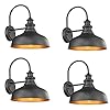 Bestshared Farmhouse Wall Mount Lights, Gooseneck Barn Light, Outdoor Wall Lantern for Porch with Black Finish and Contrast Color Interior