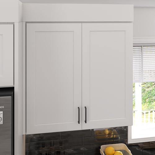 Image of Furinno Shaker Wall Kitchen Cabinet 2 Doors-2 Shelves, Ready to Assemble, 12 D x 36 W x 36 H, White