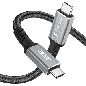 Acer USB4 Cable 40Gbps, 8K@60Hz Thunderbolt 4/3 Cable, 240W Fast Charging B...