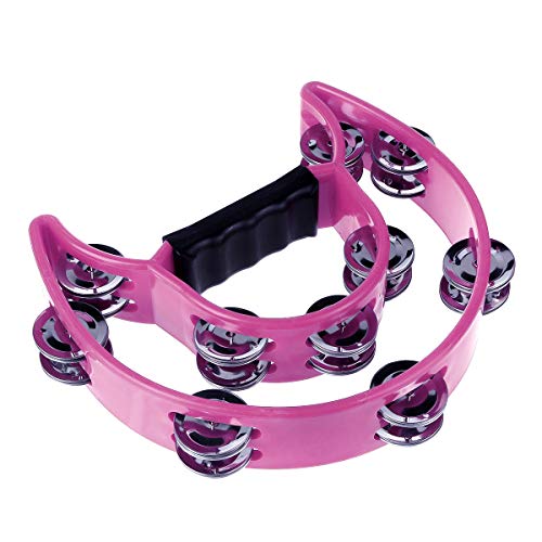 Teninyu Half Moon Musical Tambourine Double Row Metal Jingles Hand Held Percussion Drum Multicolor For Ktv Party With Ergonomic Handle Grip thumb #2