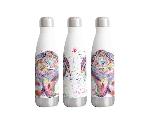 La bouteille motif lapin arc-en-ciel