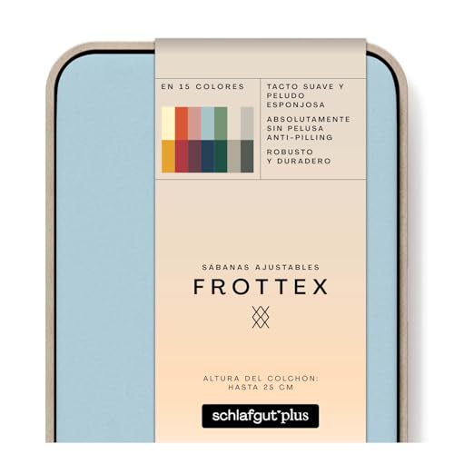 schlafgut Frottex Lençol-capa de 180 x 200 cm a 200 x 200 cm, fabricado com o algodão mais fino, macio e respirável, fácil de cuidar, certificado Oeko Tex, Blue Light