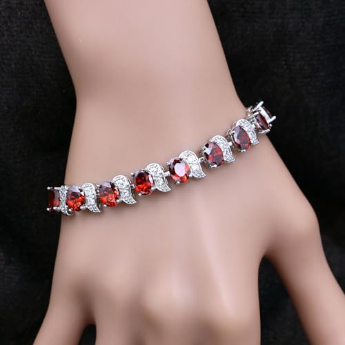 Image of LMXXVJ Fashion Tennis Bracelet Created Emerald White Gold Plated Charm Bracelet Gifts Jewelry for Women