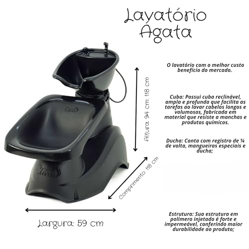 HENVIFER, Kit lavatório Grande + Cadeira Salão + Carrinho Cabelo