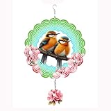 Wind Spinners Outdoor, 12-Inch Metal Bird Hanging Wind Spinner for Outdoor & Indoor, 3D Wind Spinner for Garden Porch Balcony Patio, Bird Art Decor Gift for Woman