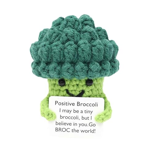Generic Crochet Emotional Support Pickles Cucumber, Handmade Emotional Support Positive Potatoes Knitted Potato Pocket Hug Doll for Table (Broccoli)
