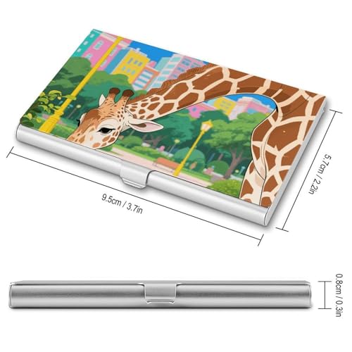 Business Card Holder Metal Slim Business Card Case Masai Giraffe Professional Cards Organizer Pocket Name Cards Case Credit Holder Wallet for Men Women Buckle Style Shut2