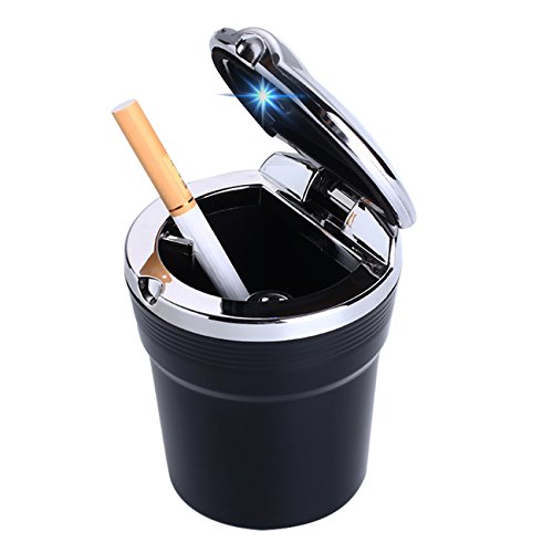 Car Ashtray, Portable Auto Cigar Ashtray Car with Blue LED Light Ashtrays for Cars