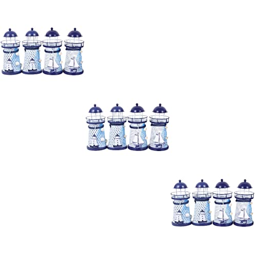Sosoport 12 Pcs Mediterranean Style Candle Holders Iron Craft Lighthouse Candle Stands Summer #TOP5