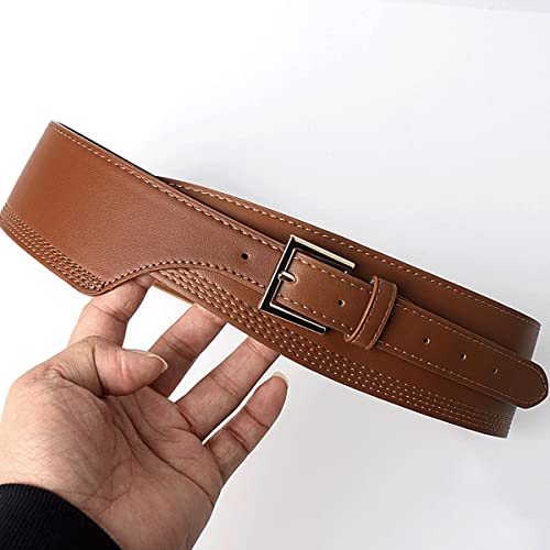 belt,belts for women, Ladies Wide Belt Leather Gold Pin Buckle Belt Irregular Design Dress Coat Belt3
