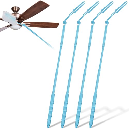 Image of Colingmill 4 Pcs 3 ft Replacement Handles Compatible with Duster Refills, Long Extended Handle Only, Adjustable Length for Ceiling Fans, Blinds, Shelves, Windows, Foldable & Extendable (Sky Blue)