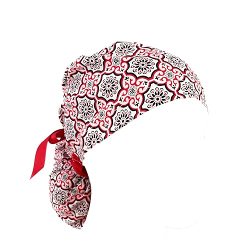 Ponytail Scrub Hat - Various Patterns - Colorful Medallions