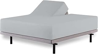 Flex Top King Sheets for Sleep Number Bed, 100% Egyptian Cotton- 400 TC Split Top King Sheets for Sleep Number Bed, Flex Head King 34"Top Split Sheets to fit Upto 15"Deep Mattress (Light Grey Solid)