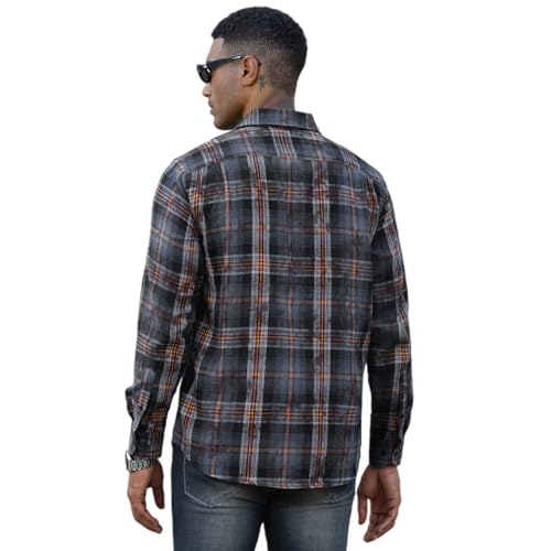 Image of WARHORSEE Flannel Shirt for Men Long Sleeve Button Down Plaid Shirts | Soft Cotton Blend for Multi-season Wear, Lightweight yet Warm, Dual buttoned storage pockets, Machine Washable Easy Care